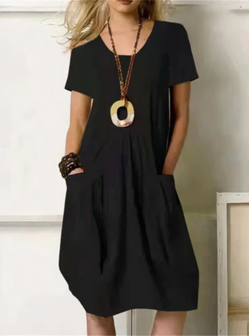 Thomasse Short Sleeve Gathered Pocket Midi Dress