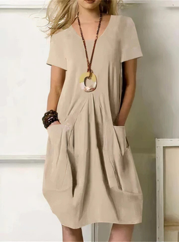 Thomasse Short Sleeve Gathered Pocket Midi Dress