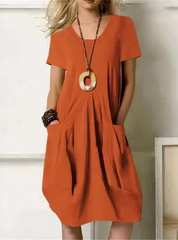 Thomasse Short Sleeve Gathered Pocket Midi Dress