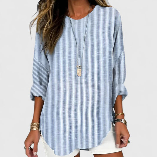 Maiwenn Ribbed Long Sleeve Tunic Blouse
