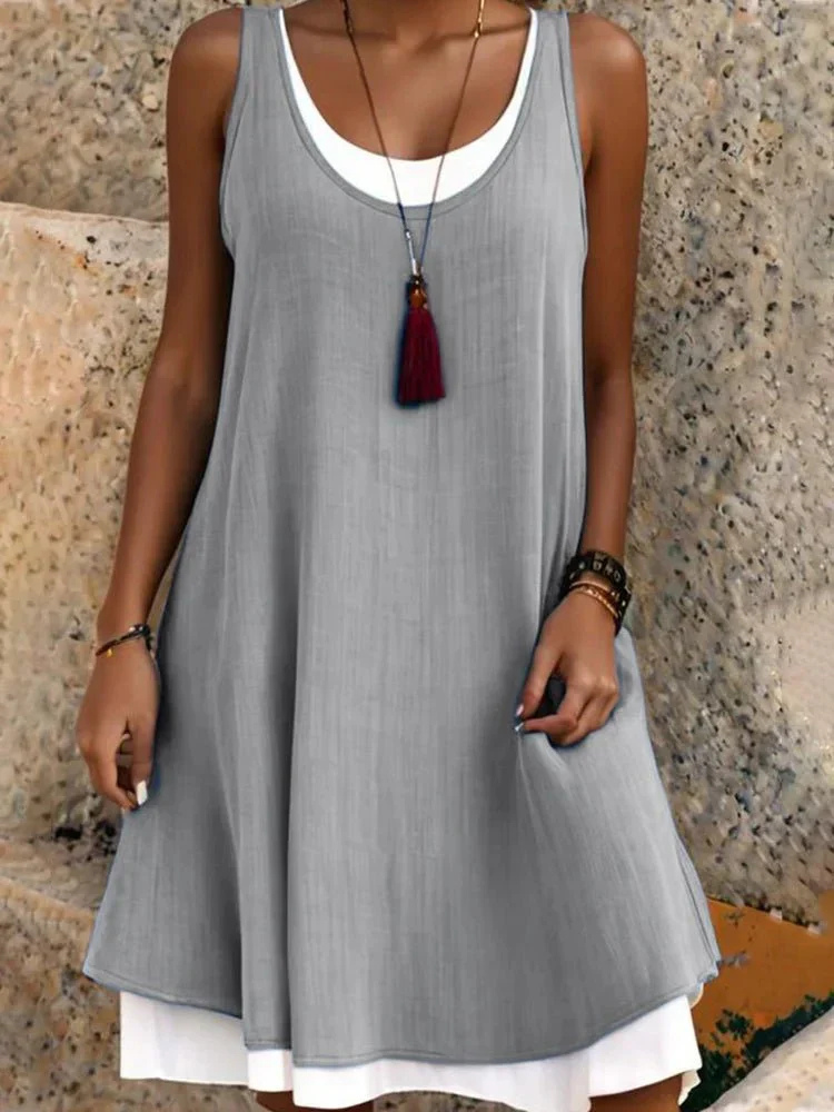 Mauricette Scoop Neck Sleeveless A-Line Dress