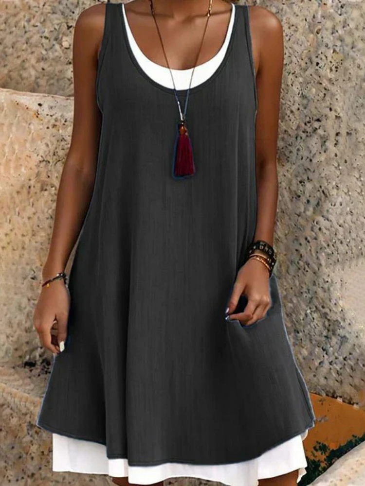 Mauricette Scoop Neck Sleeveless A-Line Dress