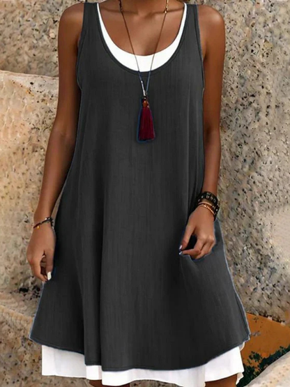 Mauricette Scoop Neck Sleeveless A-Line Dress