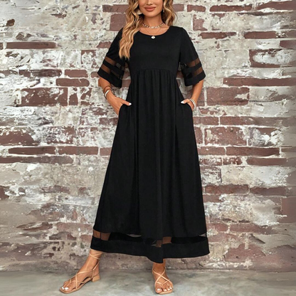 Falconette Mesh Panel A-Line Maxi Dress