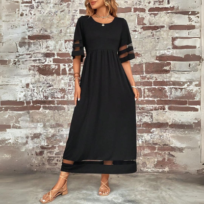 Falconette Mesh Panel A-Line Maxi Dress