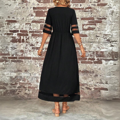 Falconette Mesh Panel A-Line Maxi Dress