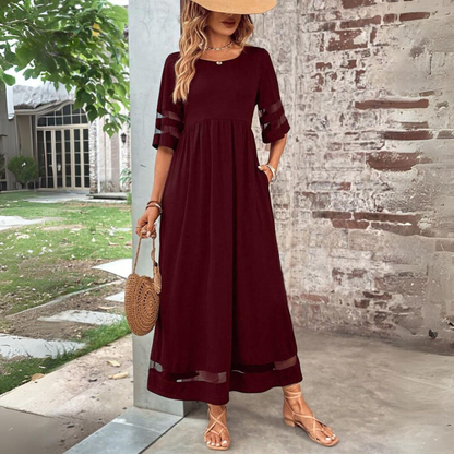 Falconette Mesh Panel A-Line Maxi Dress
