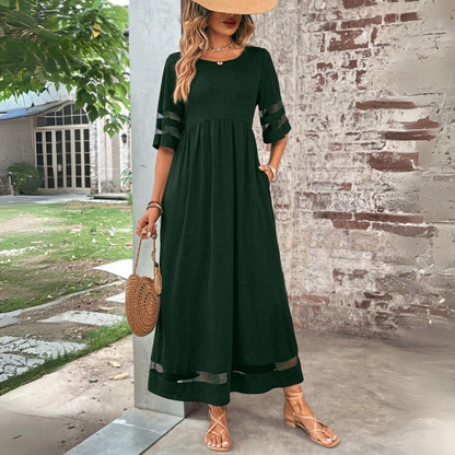 Falconette Mesh Panel A-Line Maxi Dress