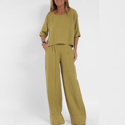 Falquiere Linen Relaxed-Fit Wide Leg Set