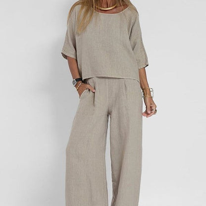 Falquiere Linen Relaxed-Fit Wide Leg Set