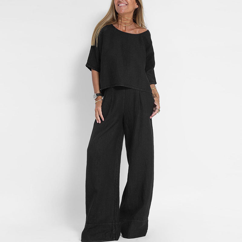 Falquiere Linen Relaxed-Fit Wide Leg Set
