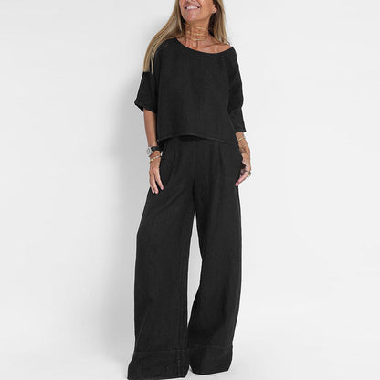 Falquiere Linen Relaxed-Fit Wide Leg Set
