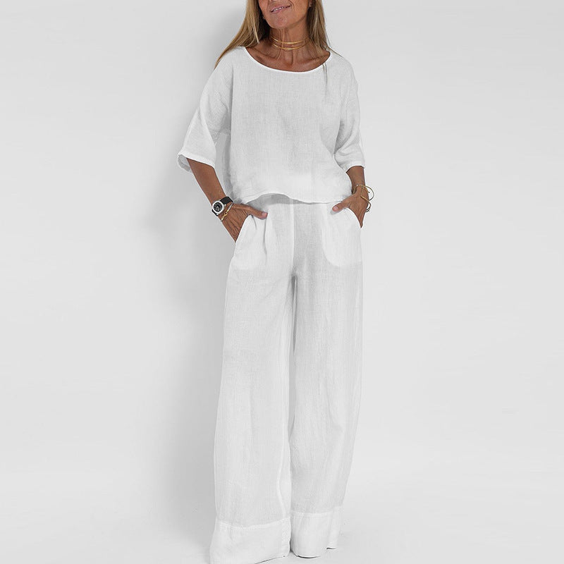 Falquiere Linen Relaxed-Fit Wide Leg Set