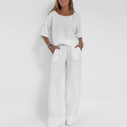 Falquiere Linen Relaxed-Fit Wide Leg Set