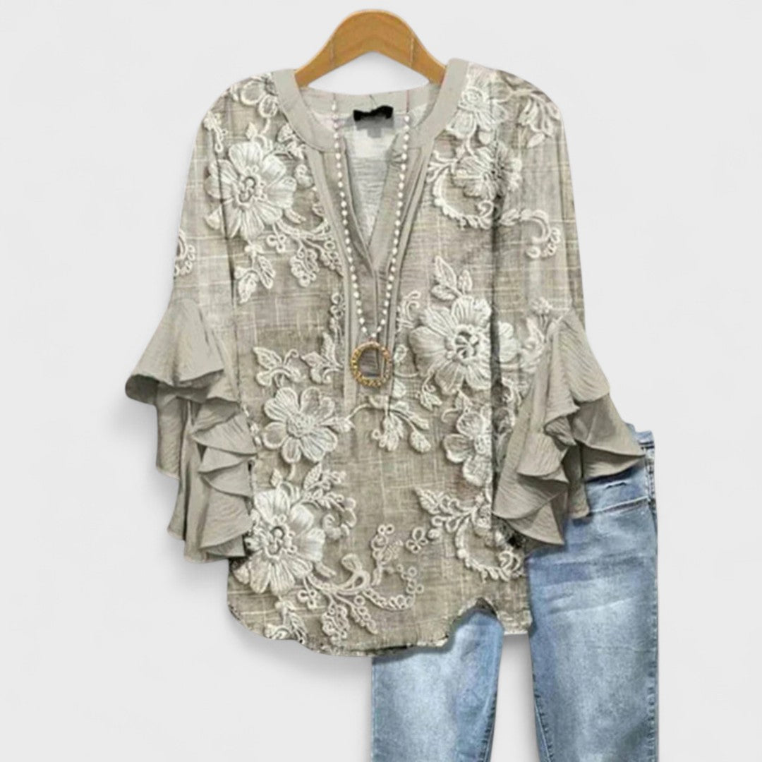 Maeve Floral Ruffle Lightweight Blouse