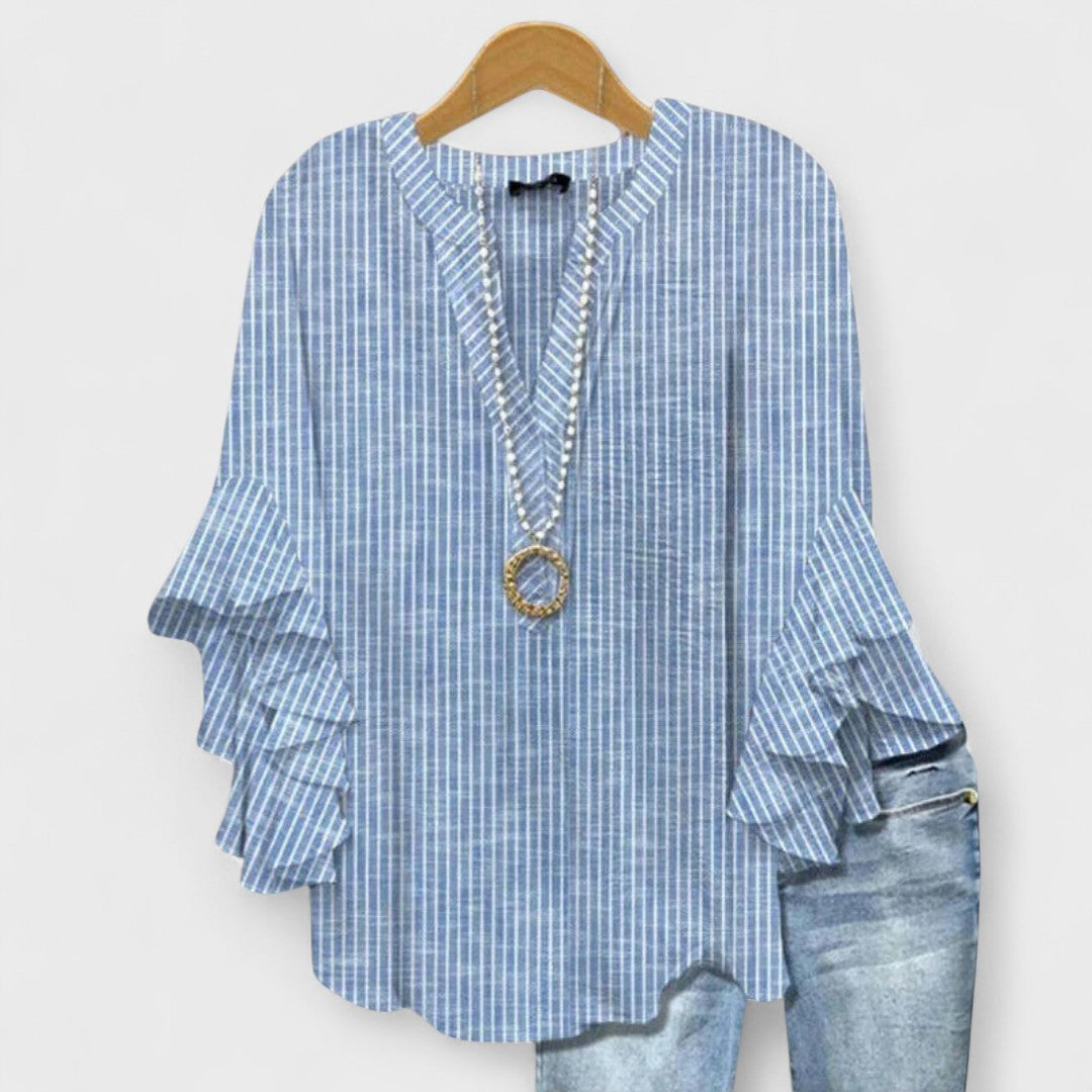 Maeve Floral Ruffle Lightweight Blouse