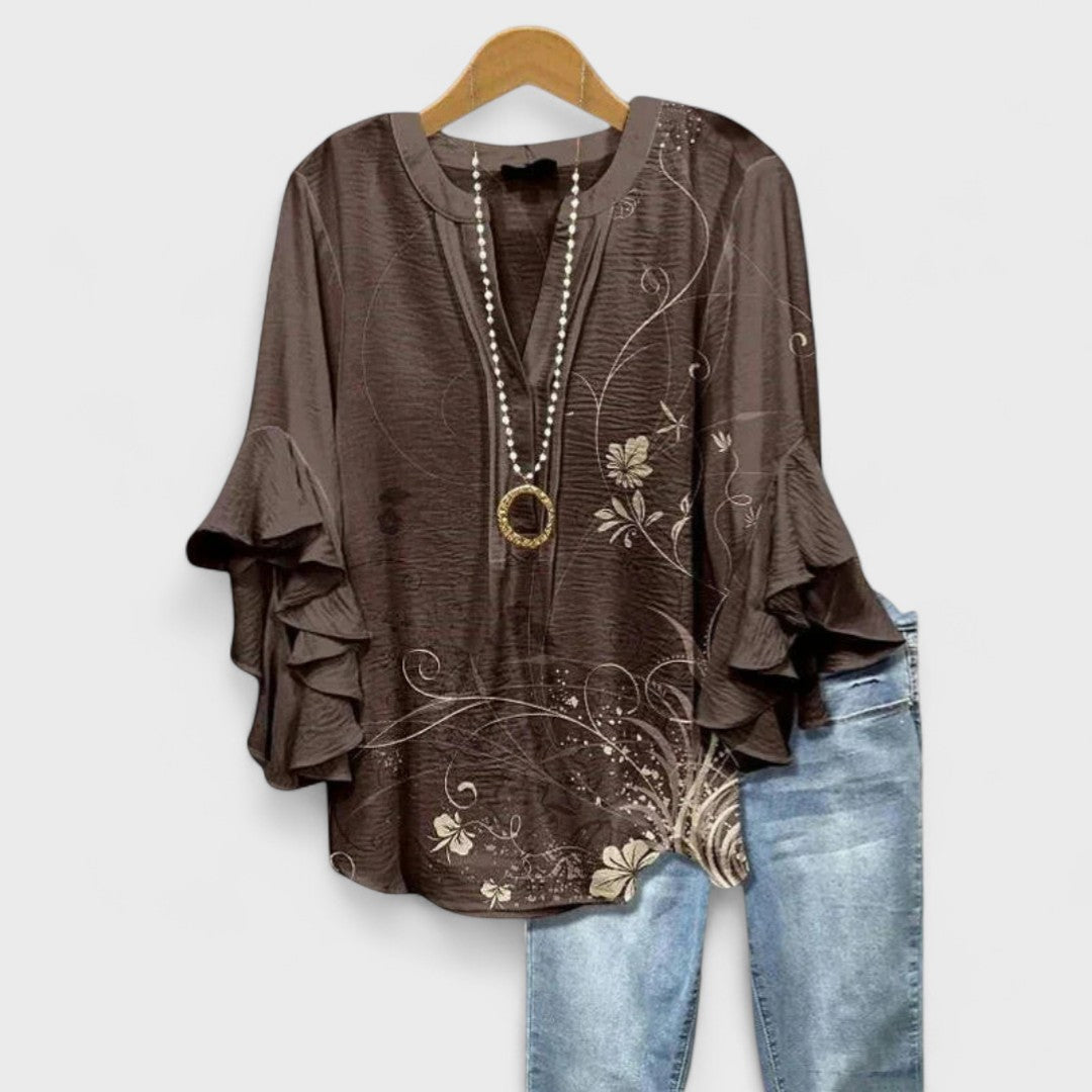 Maeve Floral Ruffle Lightweight Blouse