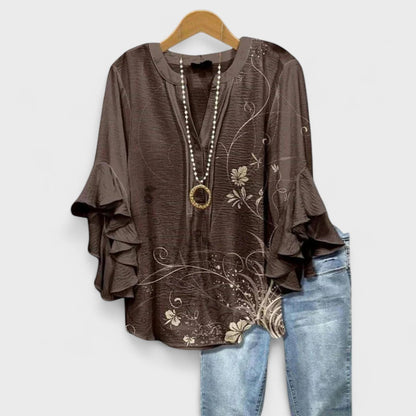 Maeve Floral Ruffle Lightweight Blouse