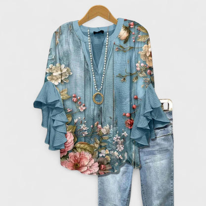 Maeve Floral Ruffle Lightweight Blouse
