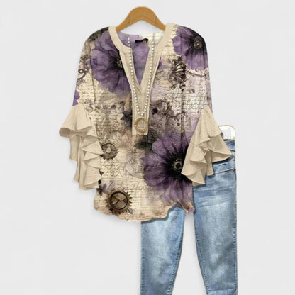 Maeve Floral Ruffle Lightweight Blouse