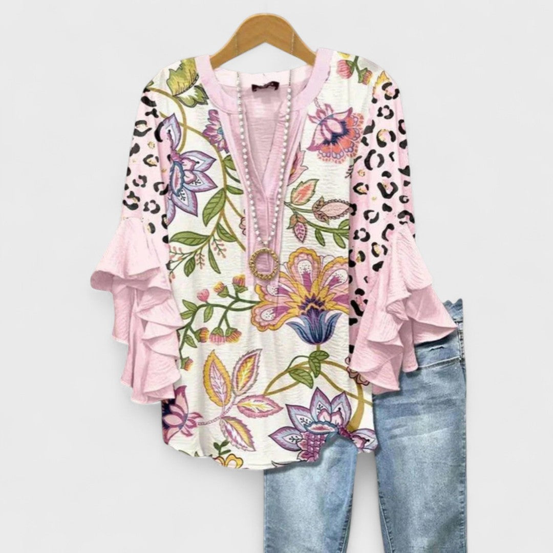 Maeve Floral Ruffle Lightweight Blouse