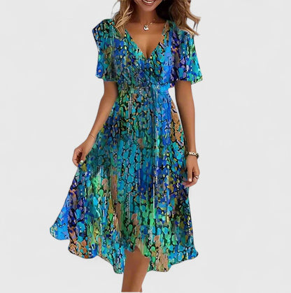 Orenge V-Neck Short Sleeve Midi Dress