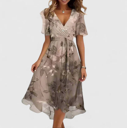 Orenge V-Neck Short Sleeve Midi Dress