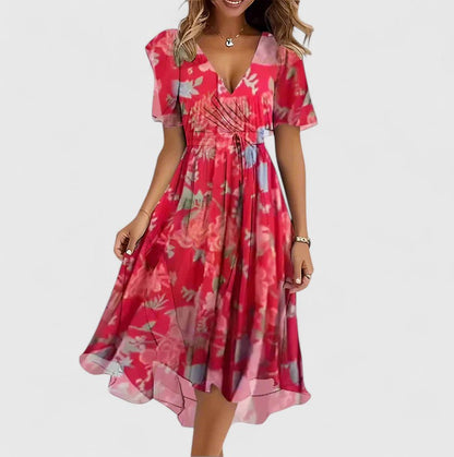 Orenge V-Neck Short Sleeve Midi Dress