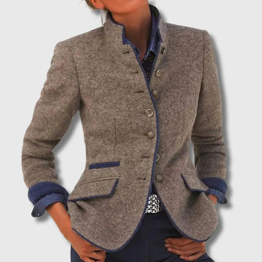 Amauberge Lapel Blazer with Contrast Trim