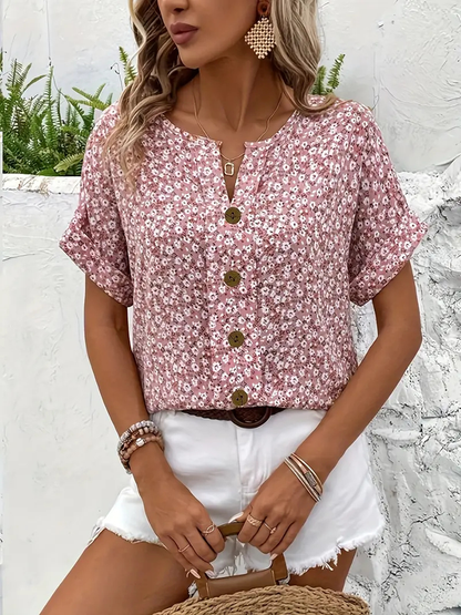 Philiberte Ditsy Floral Short Sleeve Blouse