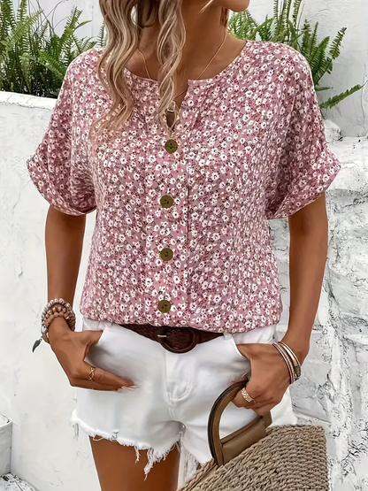 Philiberte Ditsy Floral Short Sleeve Blouse