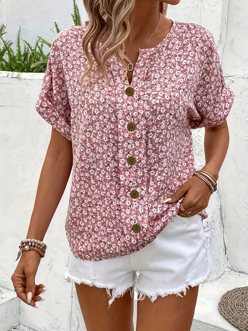 Philiberte Ditsy Floral Short Sleeve Blouse