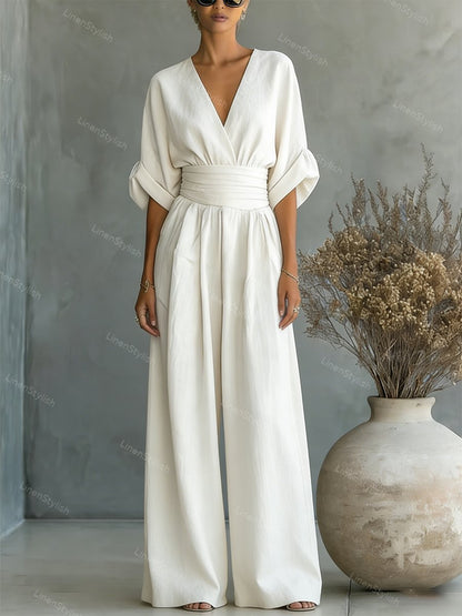 Tamiko Wrap Maxi Jumpsuit with V-Neck