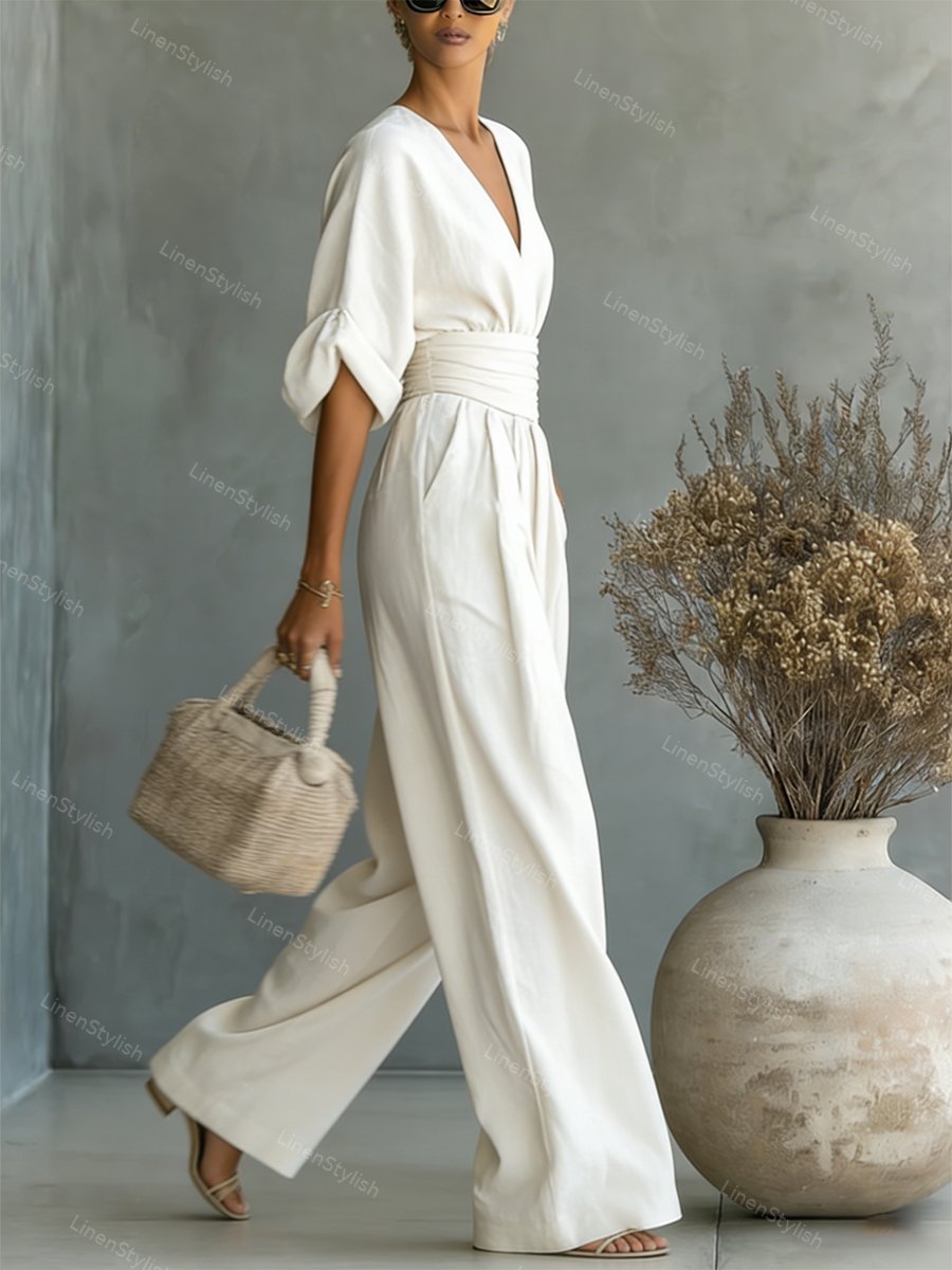 Tamiko Wrap Maxi Jumpsuit with V-Neck