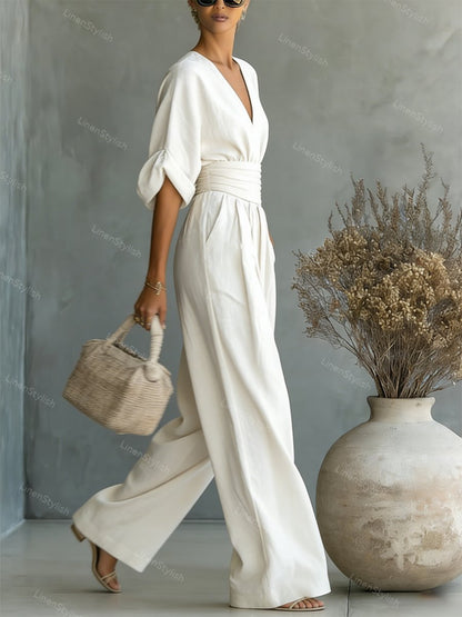 Tamiko Wrap Maxi Jumpsuit with V-Neck