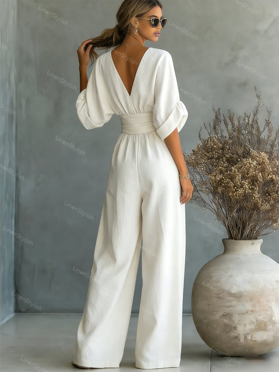 Tamiko Wrap Maxi Jumpsuit with V-Neck