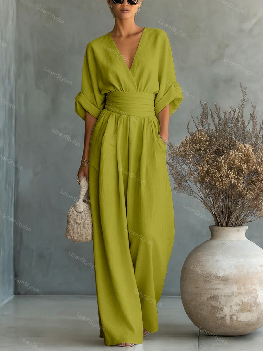 Tamiko Wrap Maxi Jumpsuit with V-Neck