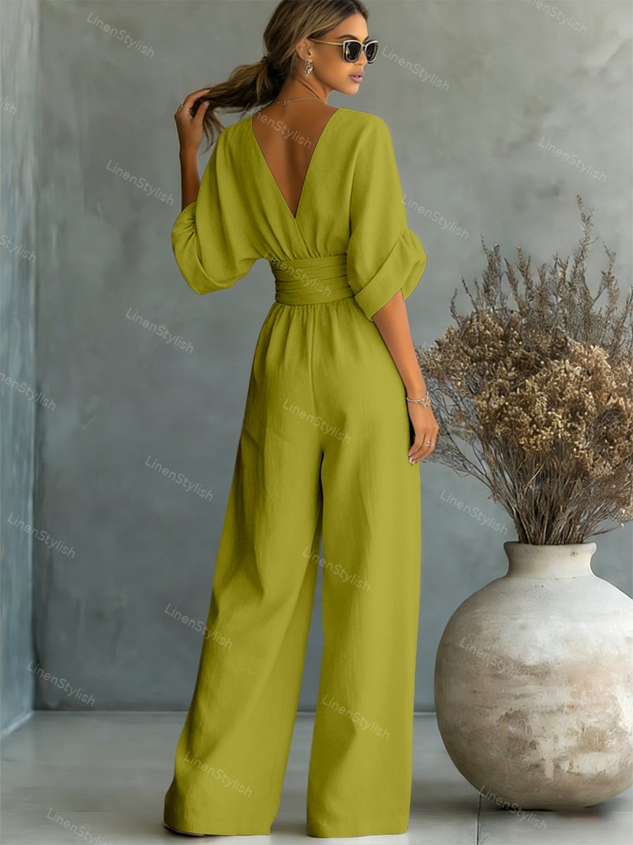 Tamiko Wrap Maxi Jumpsuit with V-Neck
