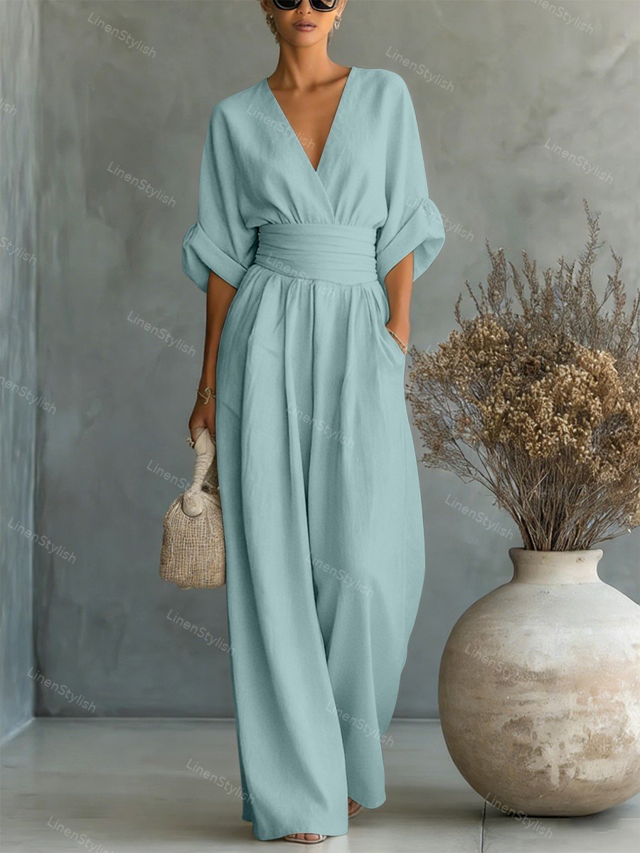 Tamiko Wrap Maxi Jumpsuit with V-Neck