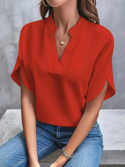 Bergljot V-Neck Blouse with Short Sleeves