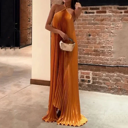 Zdislava Wedding Guest Halterneck Pleated Maxi Dress
