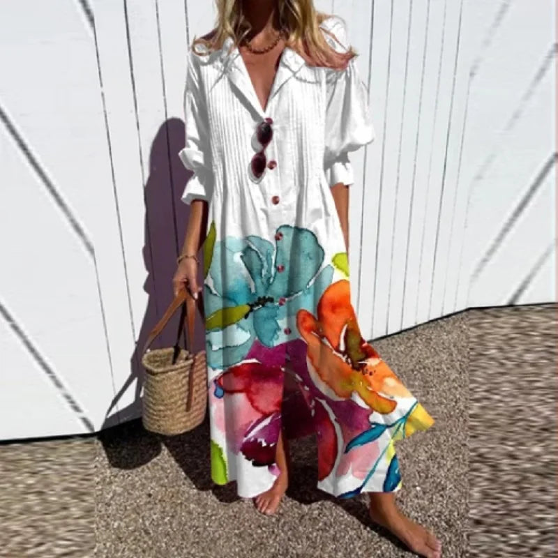 Gintare Floral Midi Shirt Dress