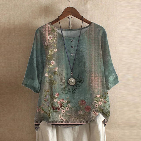 Padmini Floral Print Blouse with Oversized Fit