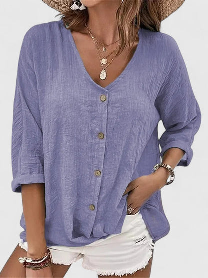 Jeromine V-Neck Button-Down Blouse