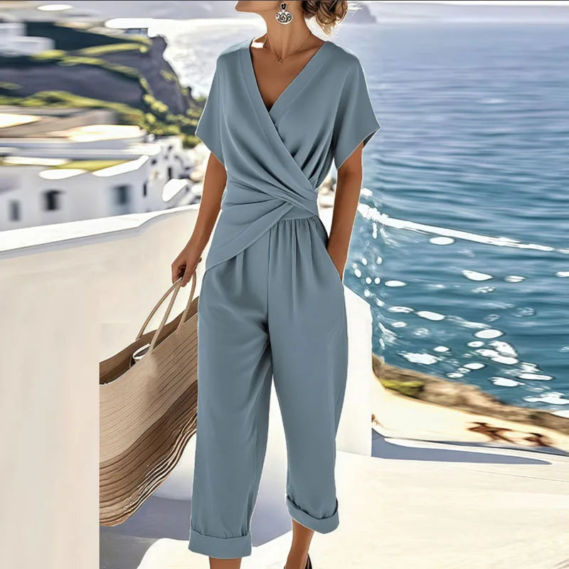 Fiammetta Wrap Top and Cropped Pants Set