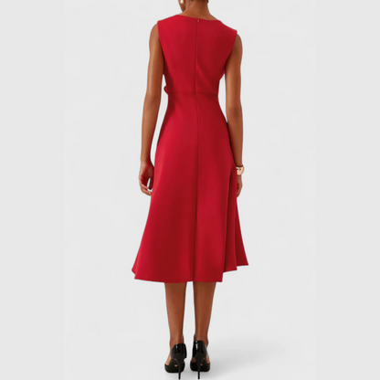 Carminda A-Line Midi Dress with Wrap Detail