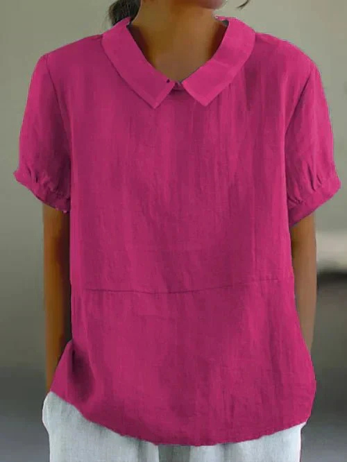 Jacobine Linen Peter Pan Collar Short Sleeve Blouse