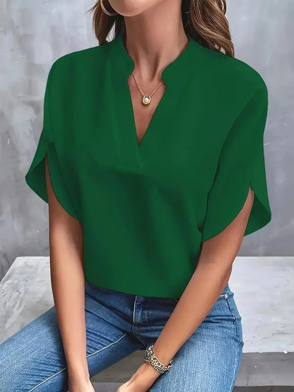 Bergljot V-Neck Blouse with Short Sleeves