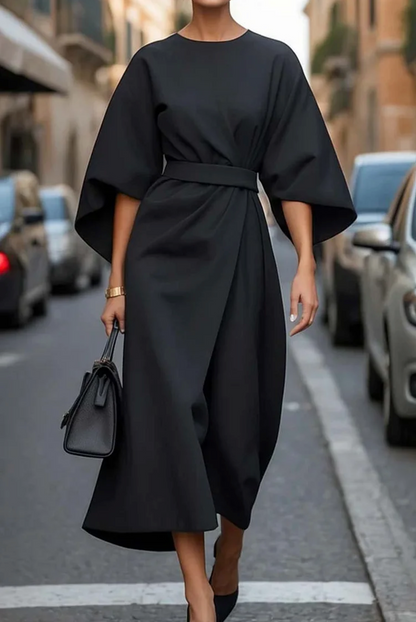 Thekla Belted Midi Dress with Lantern Sleeves
