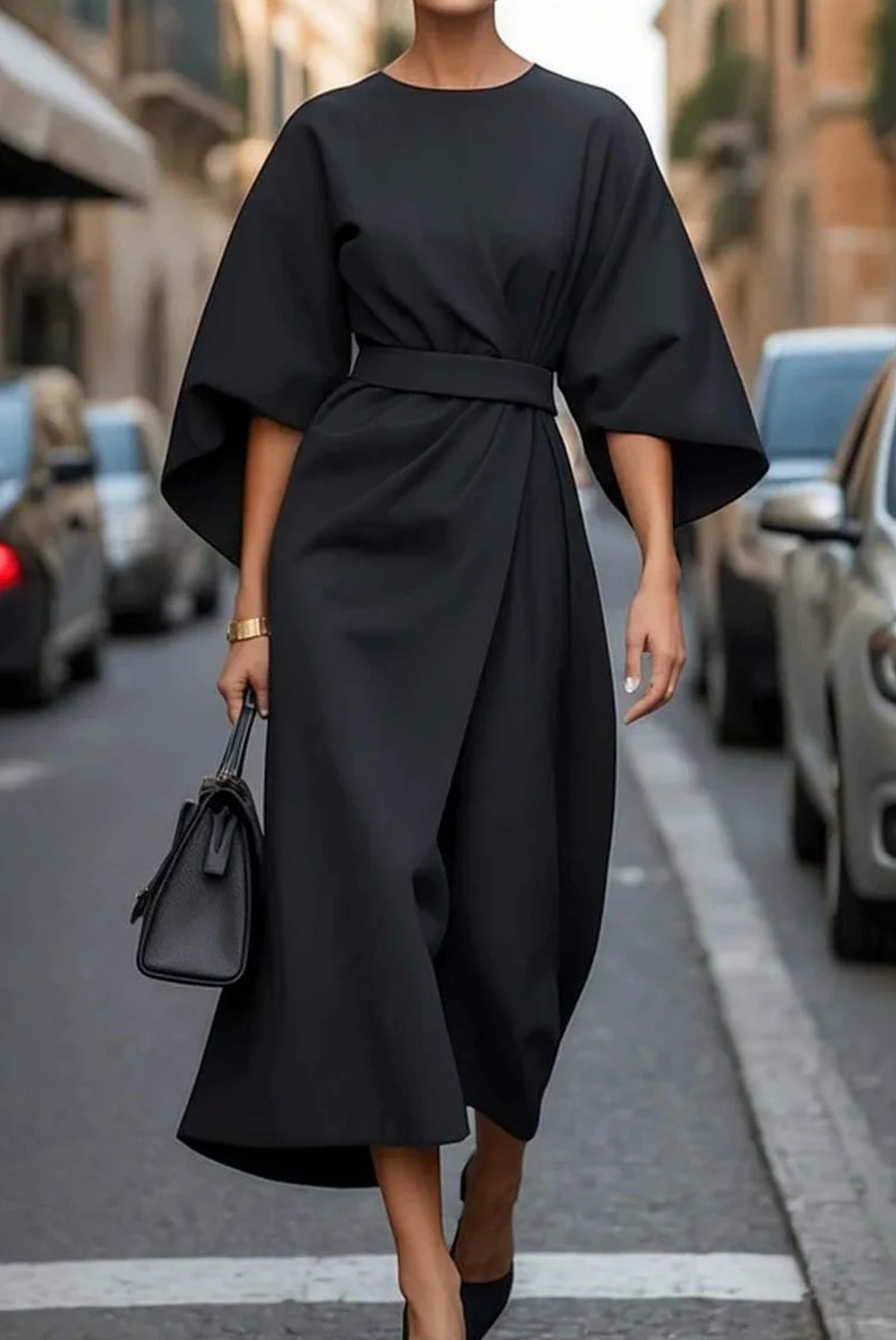 Miloslawa Midi Dress with Lantern Sleeves